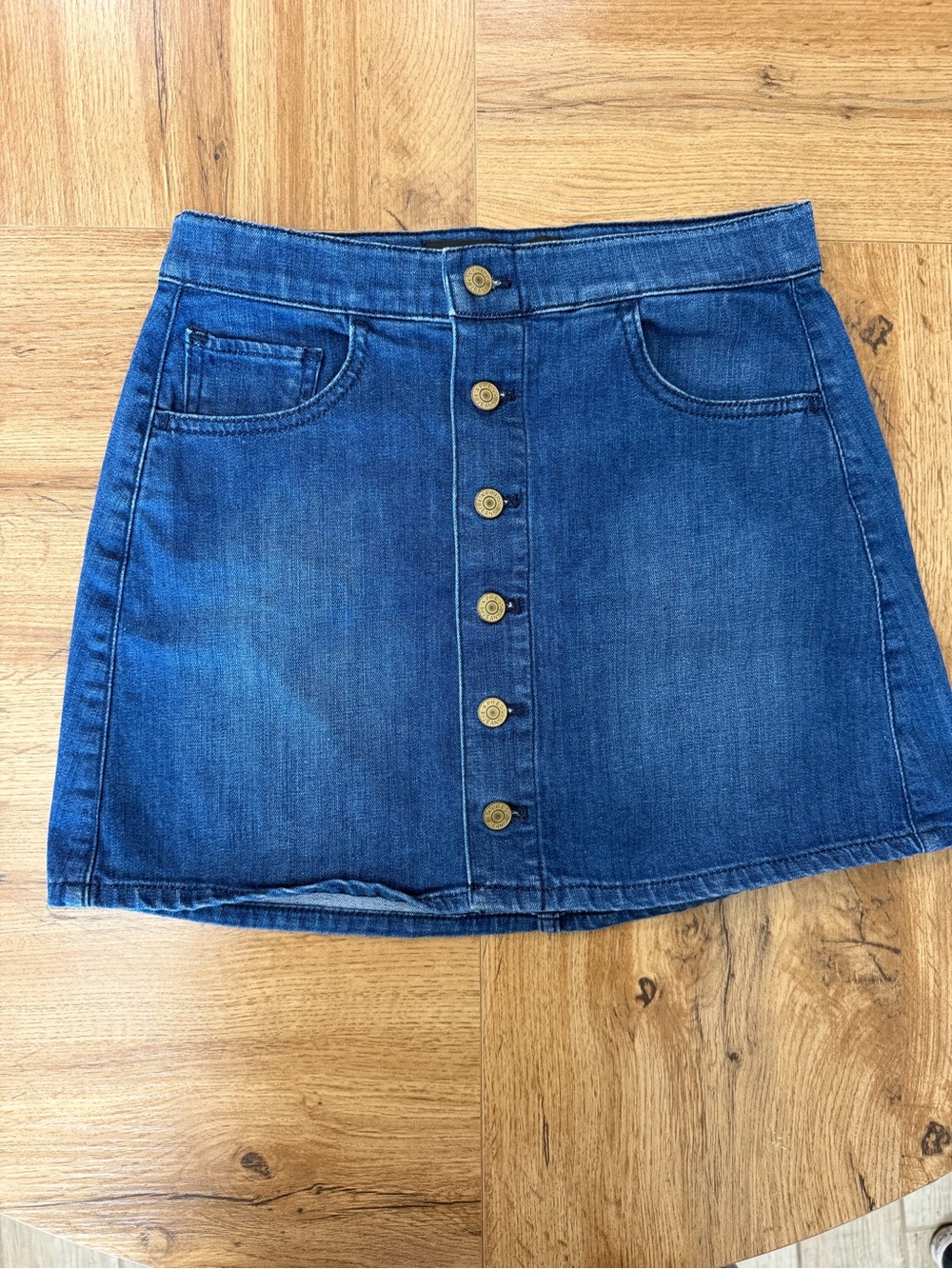 Express Jeans Button Front Denim Mini Skirt Size 2 Dark Wash